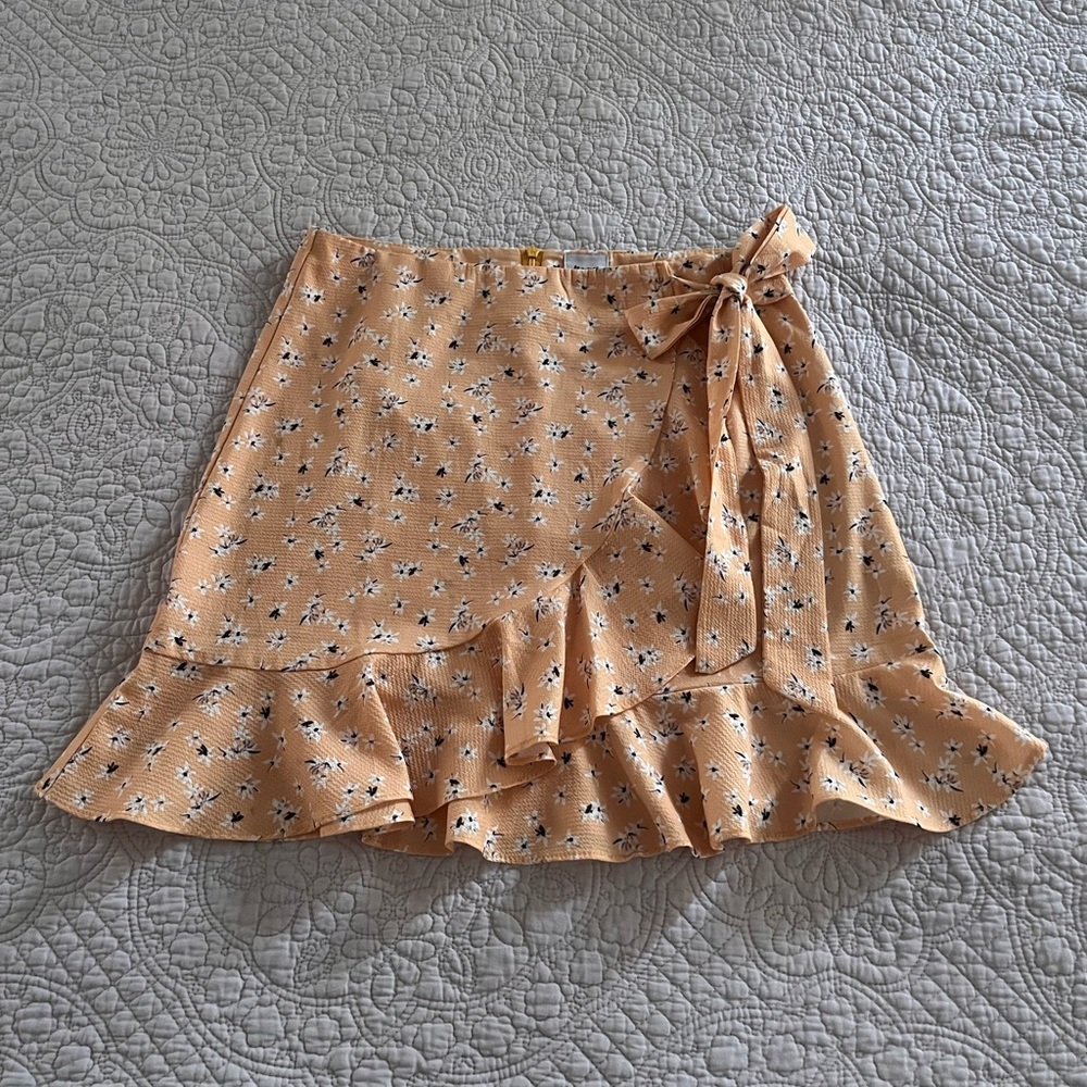 Princess Polly- Floral/Yellow Skirt with Ruffle Hem